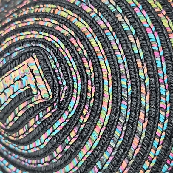 INC Sun-Hat Rainbow Weaved Striped Floppy Hat Black l Packable Wide-Brim NWT - Picture 7 of 7